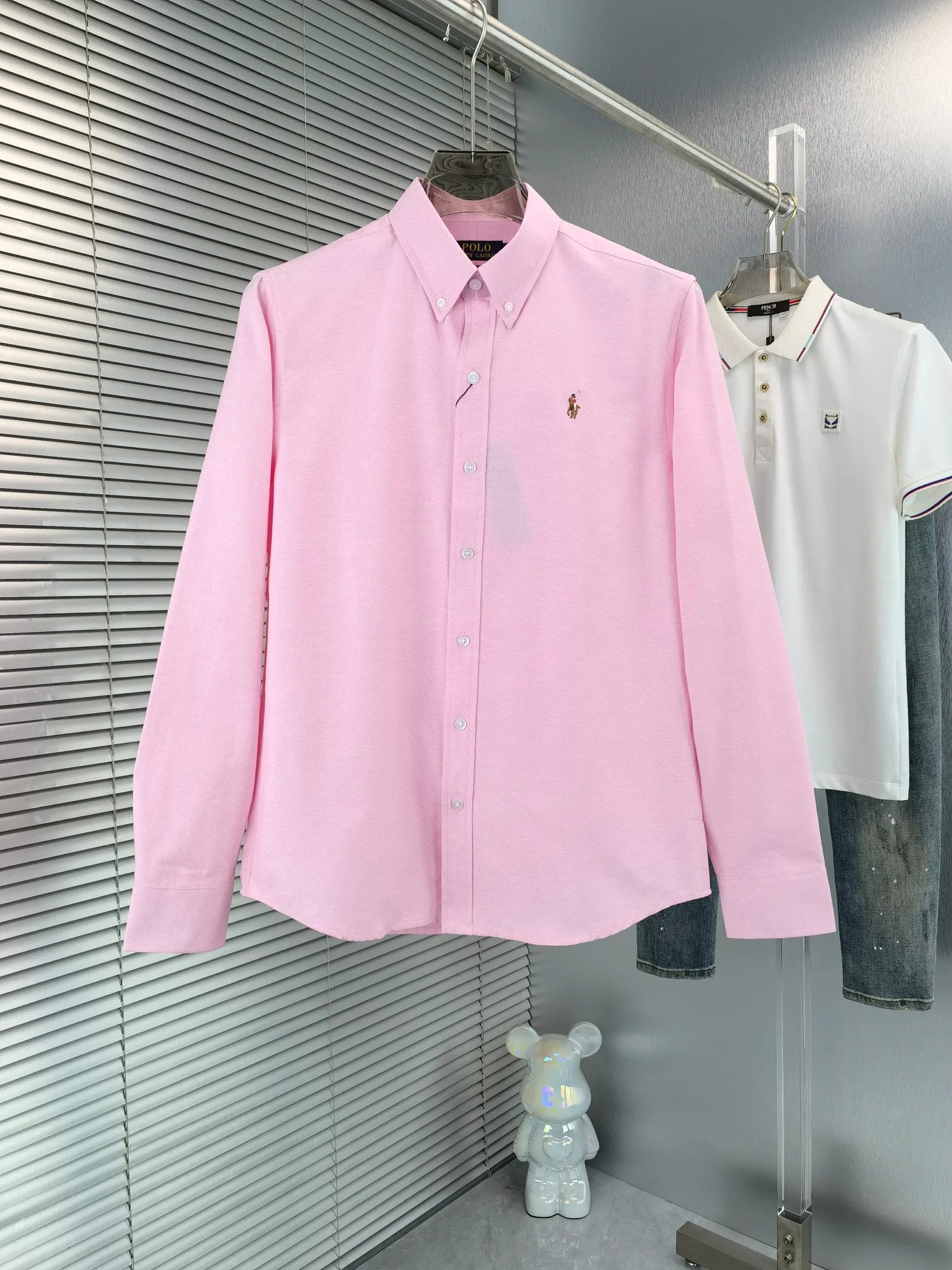 P210 🌸 (11 colors) Ralph Lauren polo long-sleeved classic popular shirt, collection picture➕detail picture❗Pure cotton Oxford fabric, the material is crisp and textured, not soft at all, and the upper body is stylish❗️❗️ Color: Picture color, Size: M---xxL
